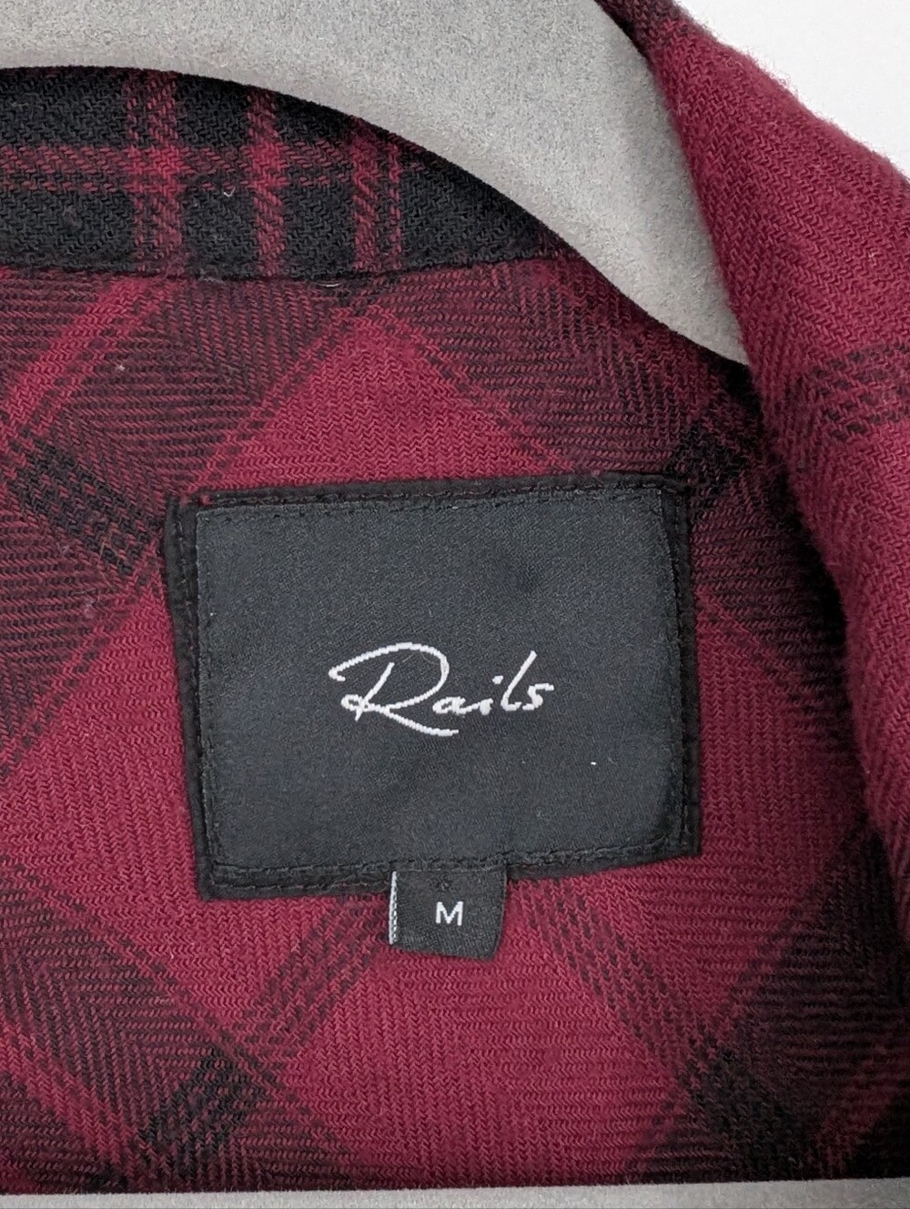 Rails Hunter Shirt Plaid Burgundy Jet Button Front Long Sleeve Medium SOFT - Picture 4 of 5